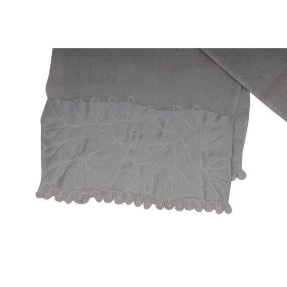 Asta Barrington Barnets NYC Womens Cashmere Scarf Beige Embroidered Fringe - Picture 5 of 7